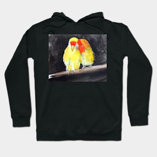 Cuddling Peach Faced Parrots Hoodie